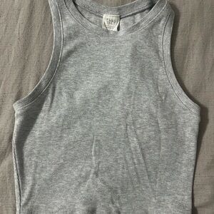 Full Tilt Light Gray Ribbed Top